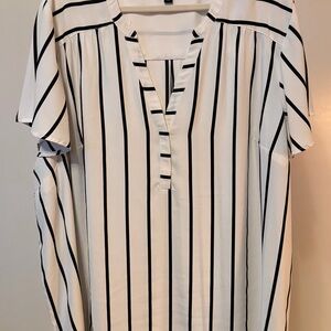 Torrid Black and White Striped Blouse